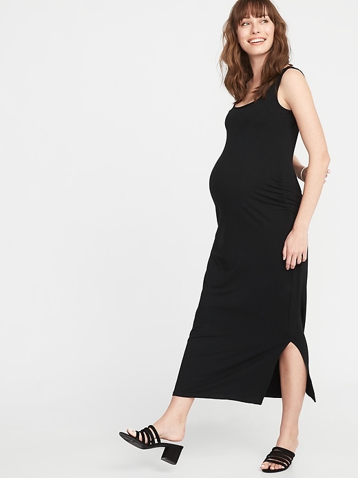 Image number 1 showing, Maternity Side-Slit Maxi Tank Dress