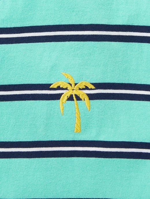 Image number 6 showing, Soft-Washed Striped Embroidered-Graphic Tee
