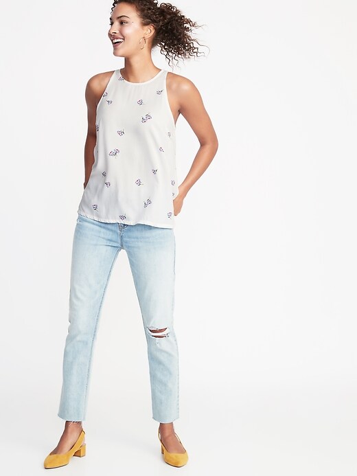 Image number 3 showing, Relaxed High-Neck Sleeveless Top for Women