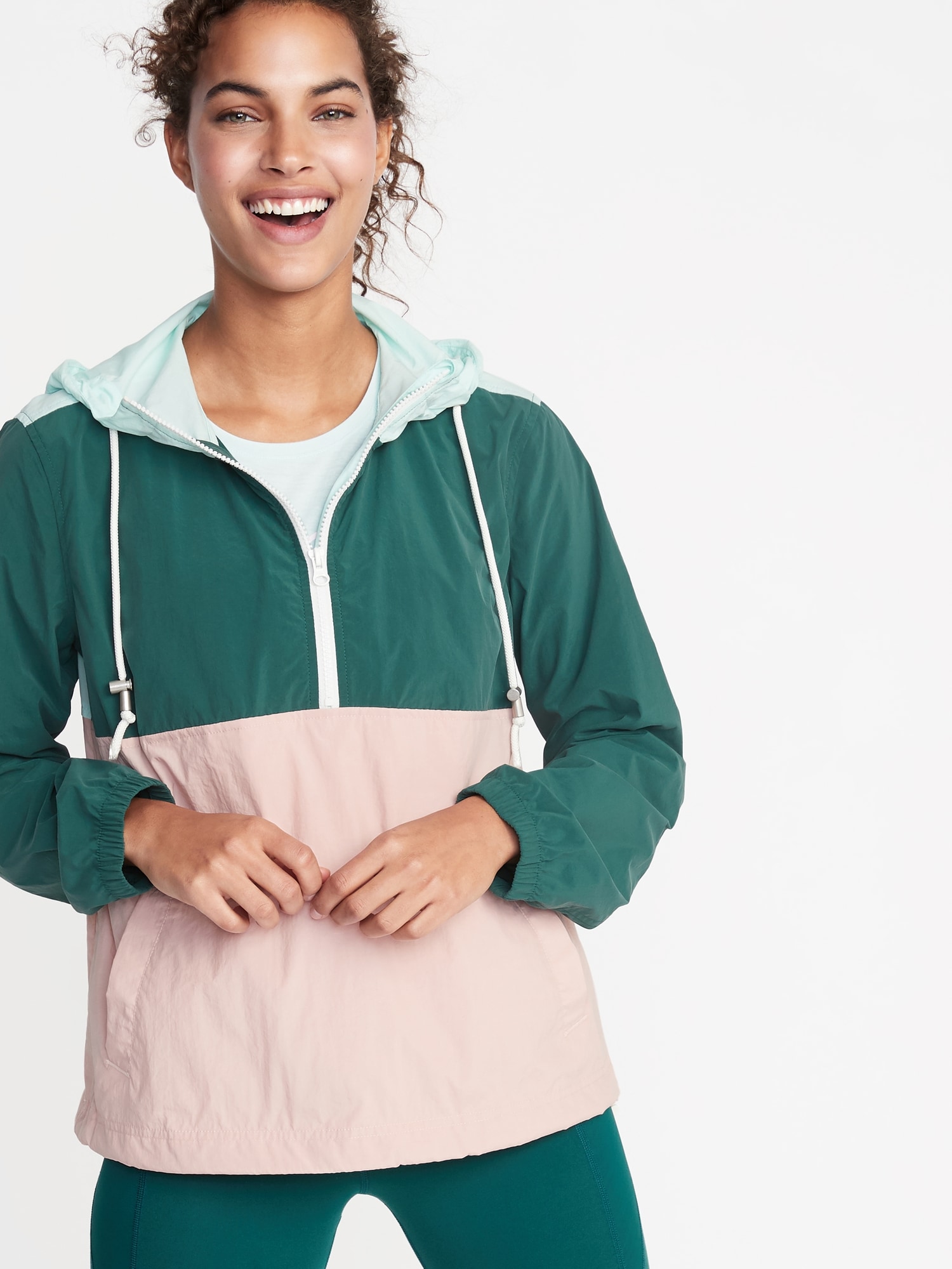 Color-Blocked 1/2-Zip Nylon Anorak for Women | Old Navy