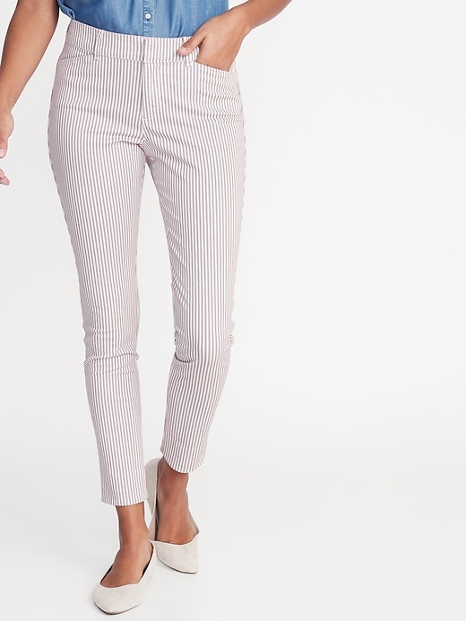 View large product image 1 of 3. Mid-Rise Striped Pixie Chinos for Women