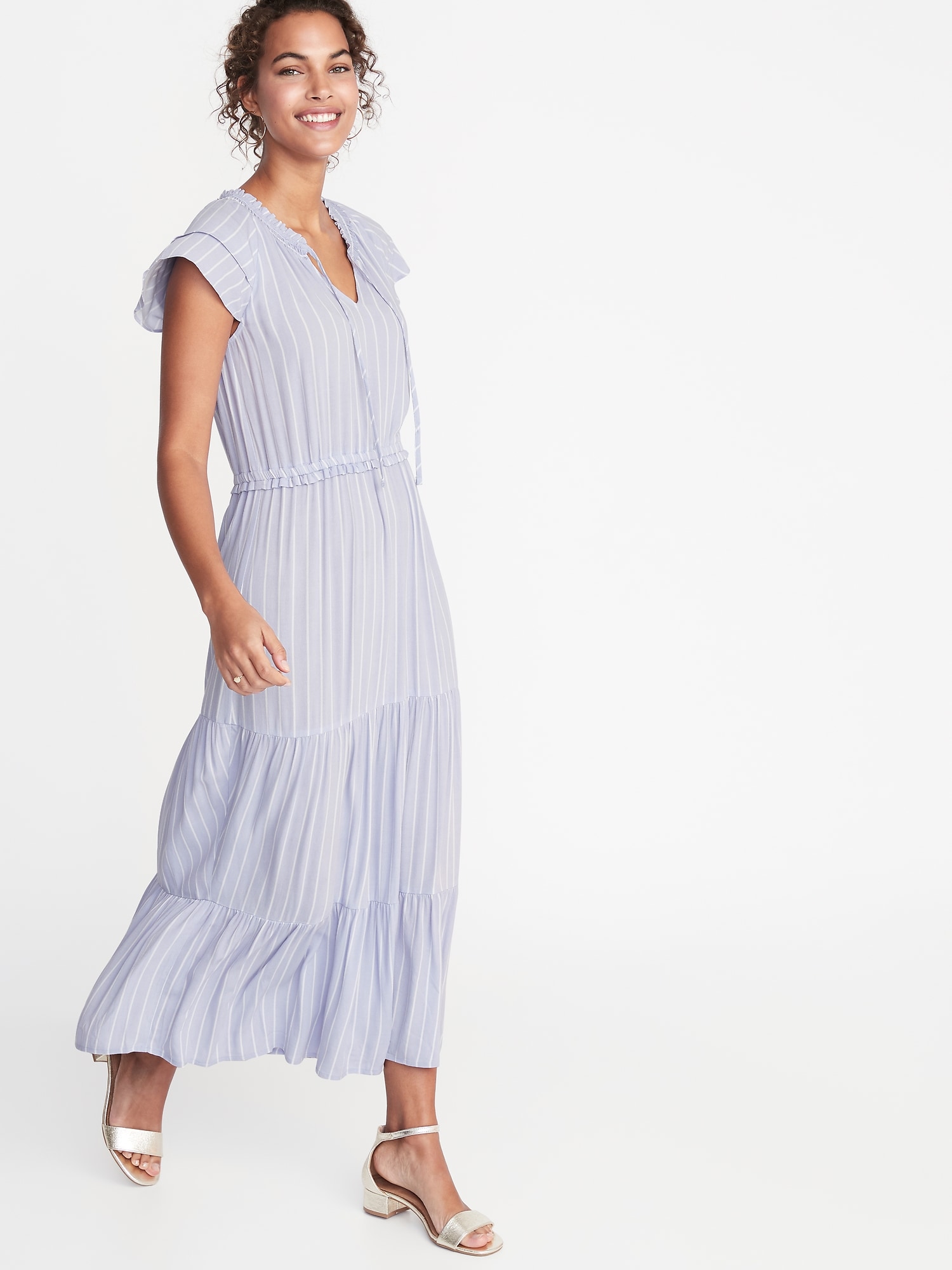 Waist-Defined Crepe Maxi Dress for Women | Old Navy