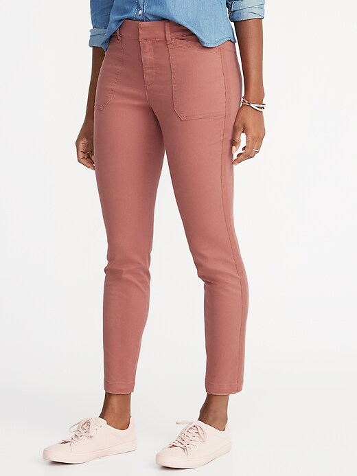 View large product image 1 of 1. Mid-Rise Pixie Chino Side-Stripe Utility Ankle Pants for Women