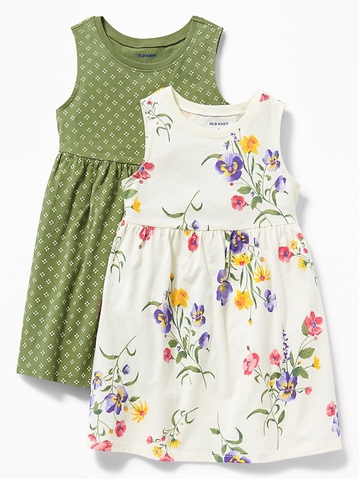 View large product image 1 of 1. Floral-Print Jersey Fit & Flare Dress 2-Pack for Toddler Girls