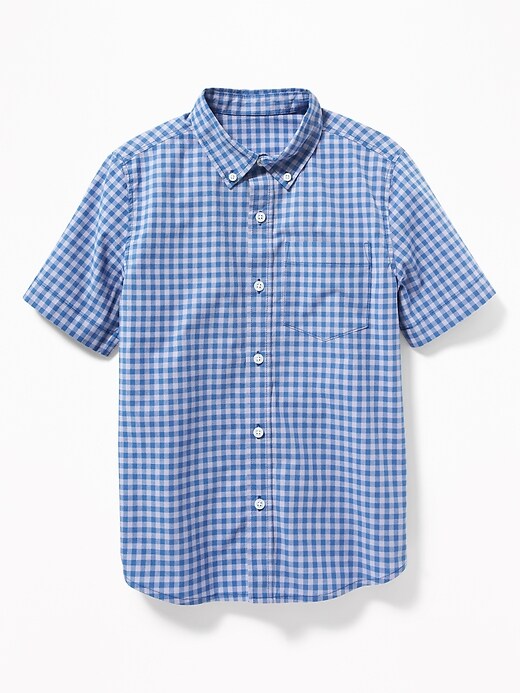 View large product image 1 of 1. Plaid Built-In Flex Shirt For Boys