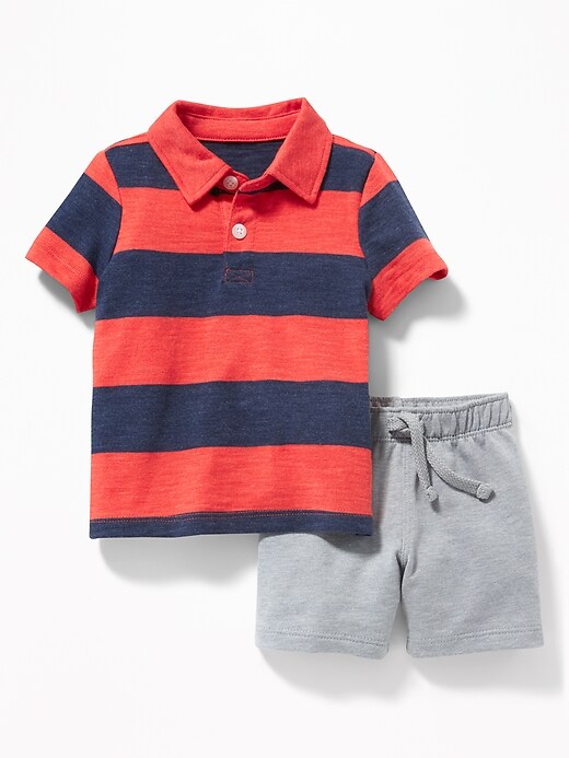 View large product image 1 of 1. Patterned Polo & French Terry Shorts Set for Baby