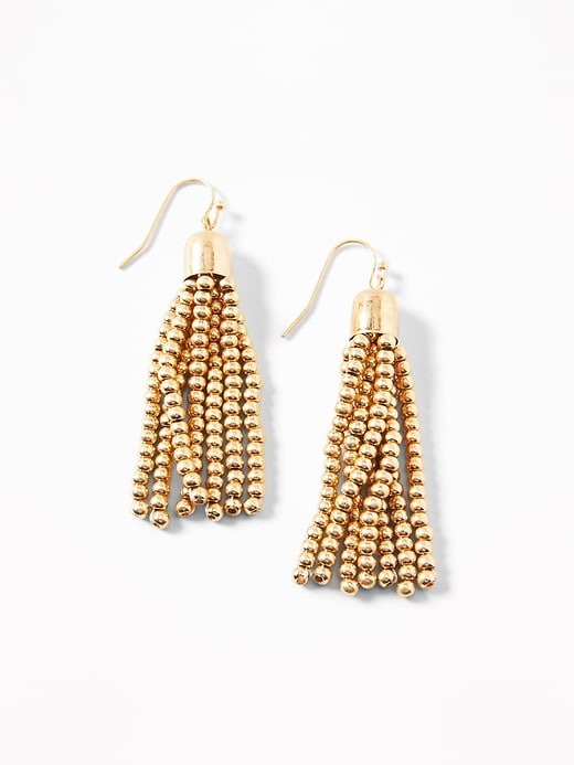 View large product image 1 of 2. Beaded Tassel Drop Earrings For Women