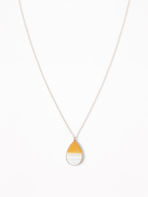 View large product image 1 of 2. Two-Tone Teardrop Pendant Necklace For Women