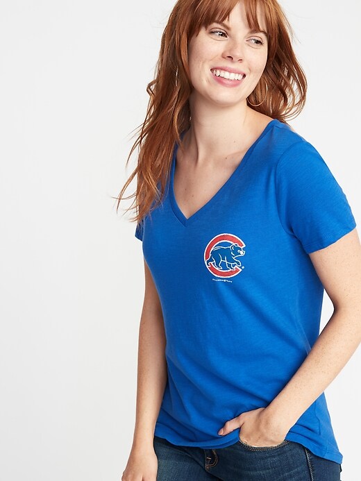 View large product image 1 of 2. MLB&#174 Team Front & Back Graphic V-Neck Tee for Women