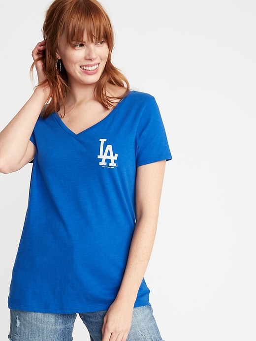 View large product image 1 of 2. MLB&#174 Team Front & Back Graphic V-Neck Tee for Women