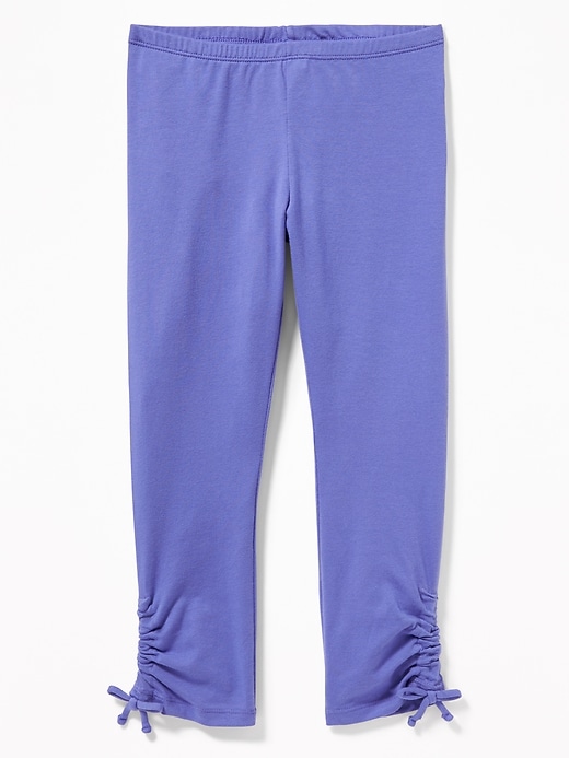 View large product image 1 of 1. Cropped Side-Ruched Jersey Leggings for Girls