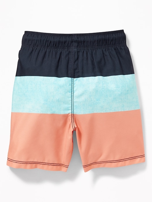 View large product image 2 of 2. Functional Drawstring Color-Blocked Swim Trunks for Toddler Boys