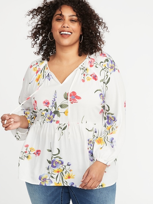 Floral-Print Crepe Plus-Size Swing Blouse | Old Navy