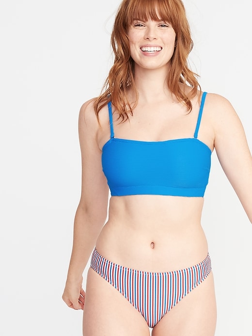 Image number 1 showing, Textured-Stripe Bandeau Swim Top for Women