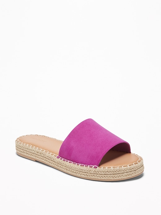 View large product image 1 of 1. Faux-Suede Slide Espadrille Sandals For Women