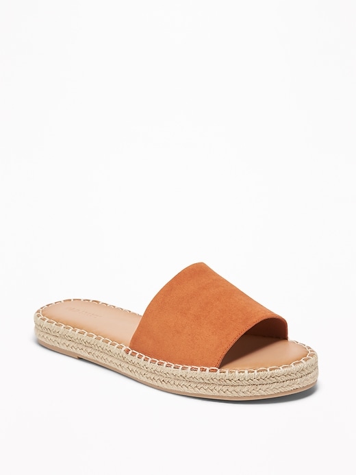 View large product image 1 of 1. Faux-Suede Slide Espadrille Sandals For Women