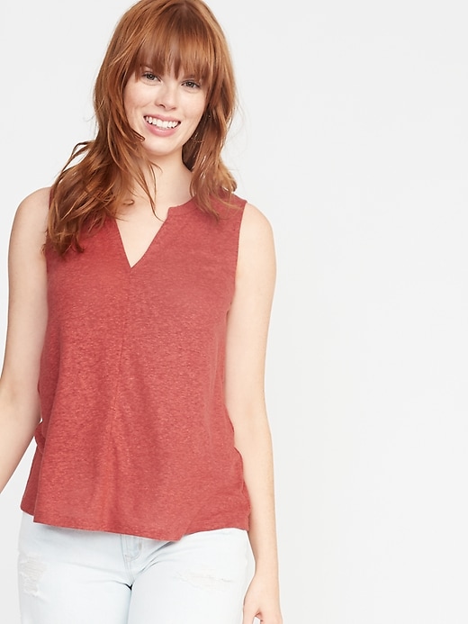 Image number 1 showing, Relaxed Linen-Blend Tank for Women