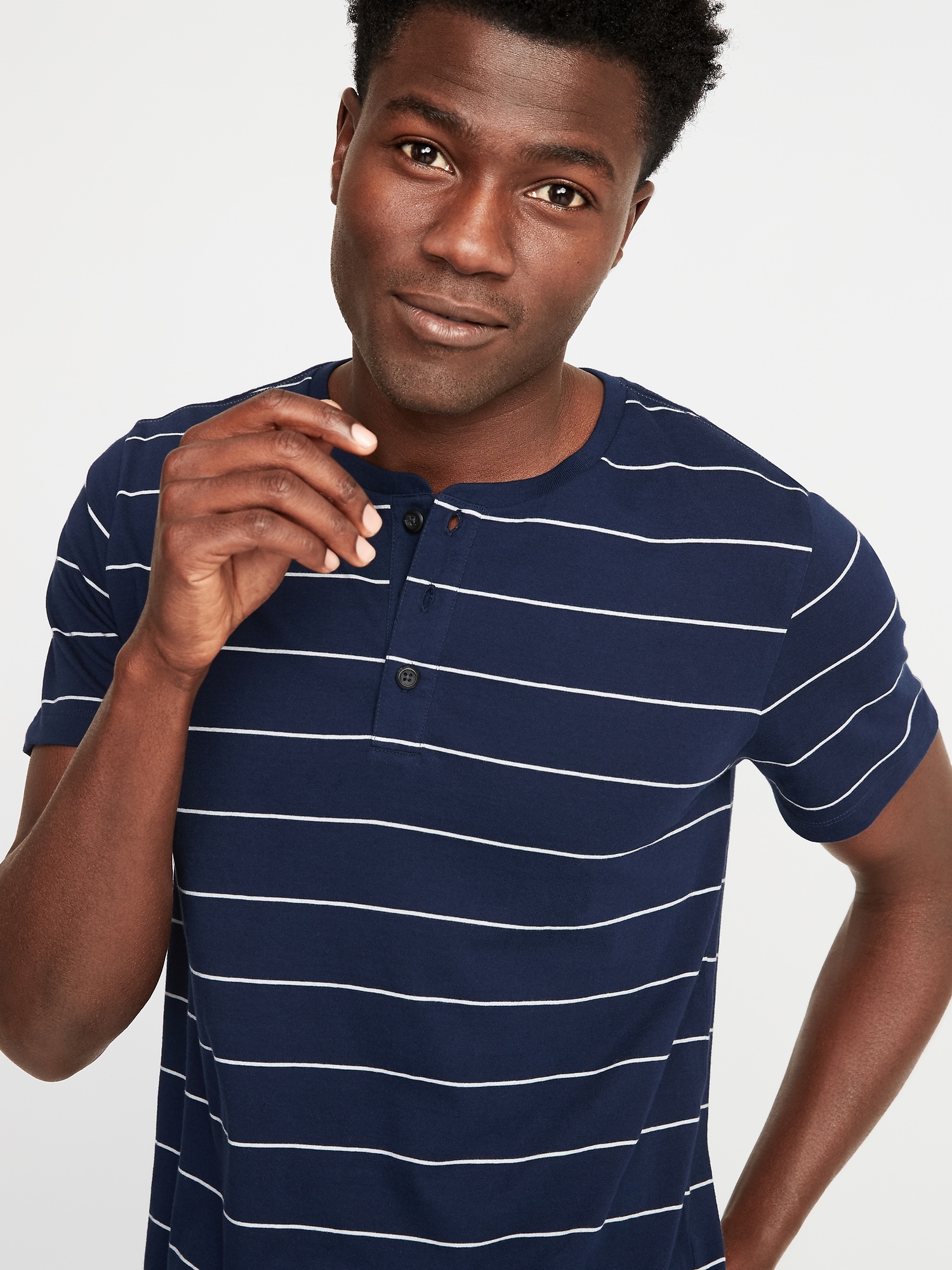 Soft-Washed Striped Henley for Men | Old Navy