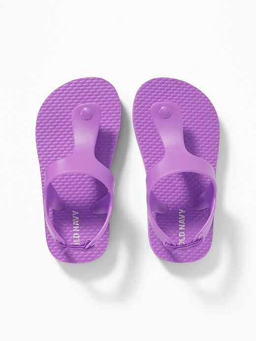 View large product image 1 of 1. Vinyl T-Strap Flip-Flops For Toddler Girls