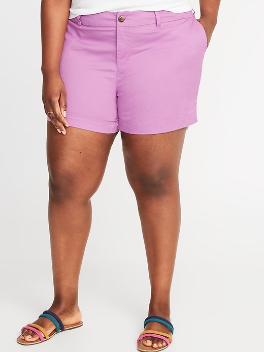 View large product image 1 of 1. Mid-Rise Plus-Size Everyday Twill Shorts - 5 Inch Inseam