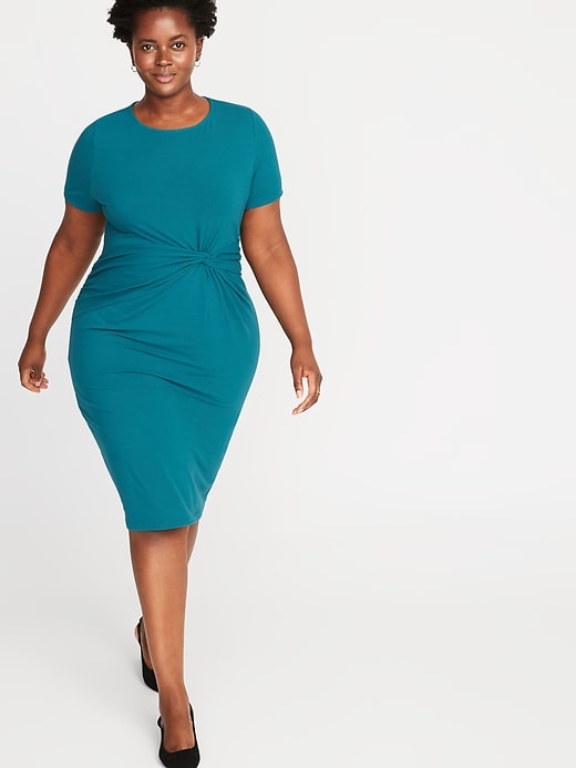 View large product image 1 of 1. Plus-Size Twist-Front Bodycon Dress
