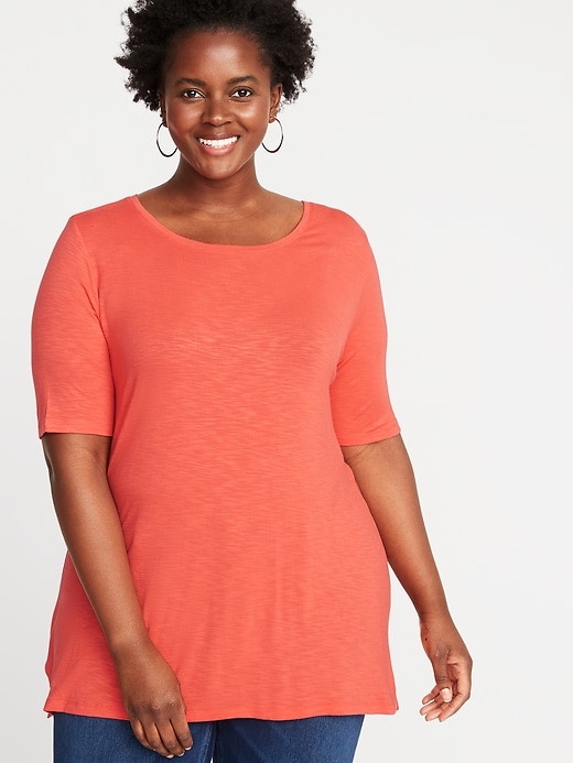 Image number 1 showing, Luxe Slub-Knit Plus-Size Tunic Tee