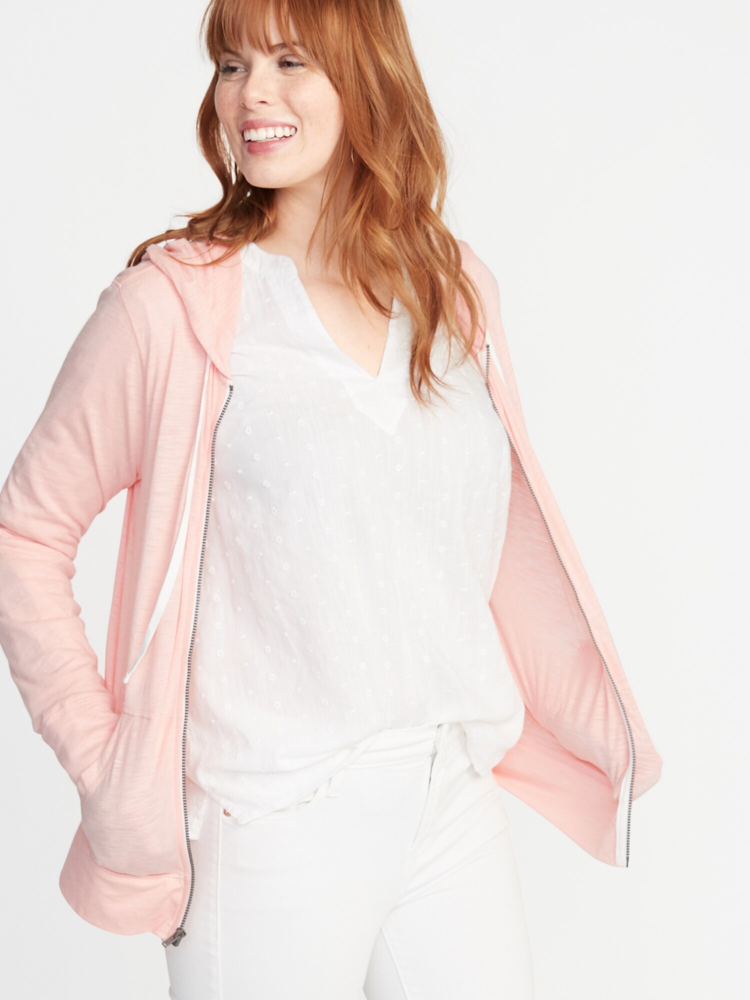 Lightweight Slub-Knit Zip Hoodie for Women | Old Navy