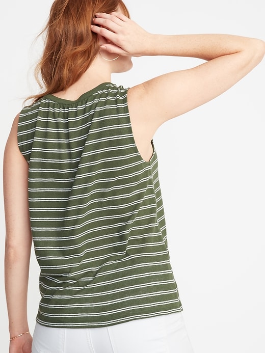 Image number 2 showing, Relaxed Striped Linen-Blend Tank for Women