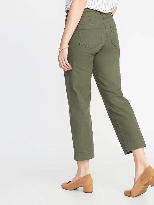View large product image 2 of 2. Mid-Rise Slim Wide-Leg Chinos for Women