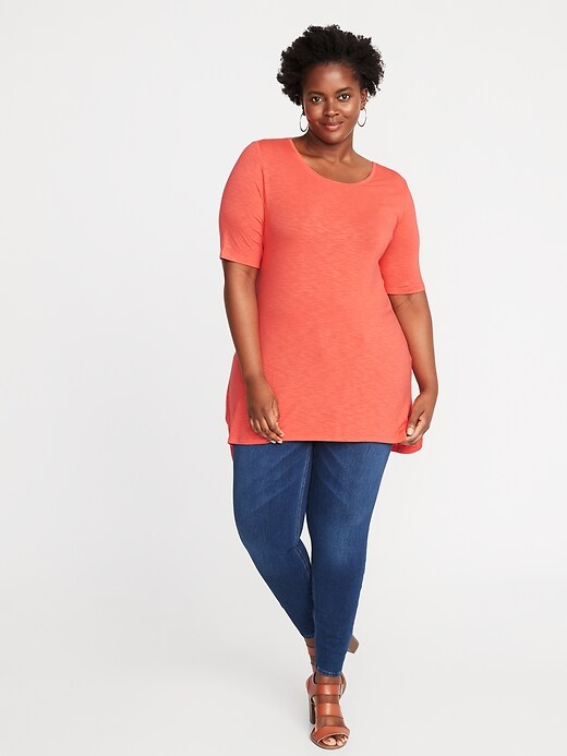 Image number 3 showing, Luxe Slub-Knit Plus-Size Tunic Tee