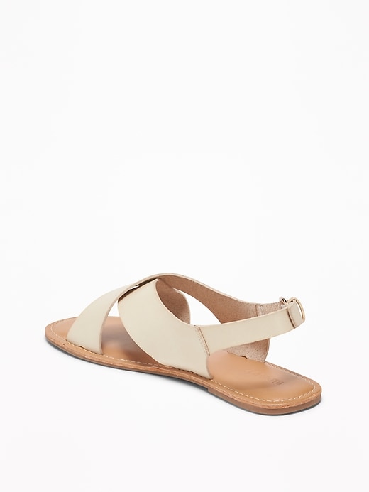 Image number 4 showing, Faux-Leather Cross-Strap Slingback Sandals for Women