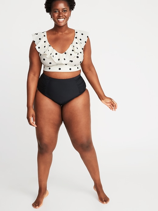 Image number 3 showing, Ruffled V-Neck Plus-Size Long-Line Swim Top
