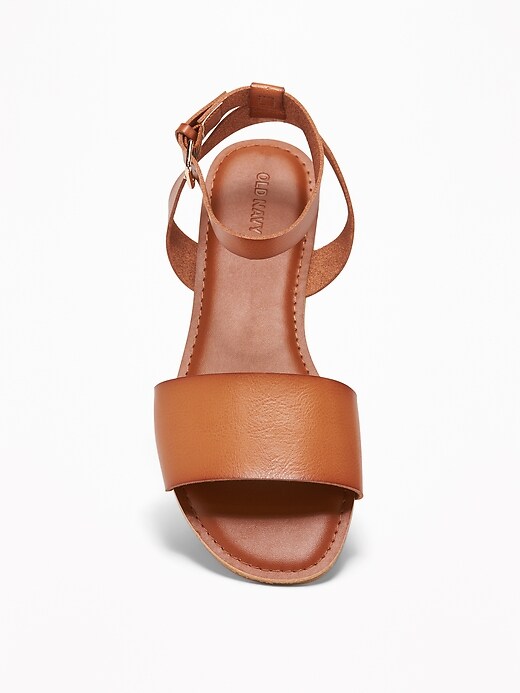 Image number 3 showing, Faux-Leather Ankle-Strap Sandals for Women