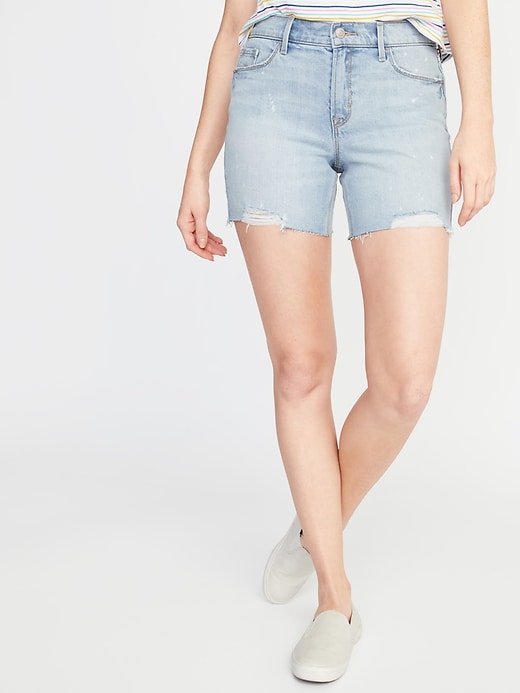 View large product image 1 of 3. Slim Jean Midi Cut-Off Shorts for Women - 5-inch inseam