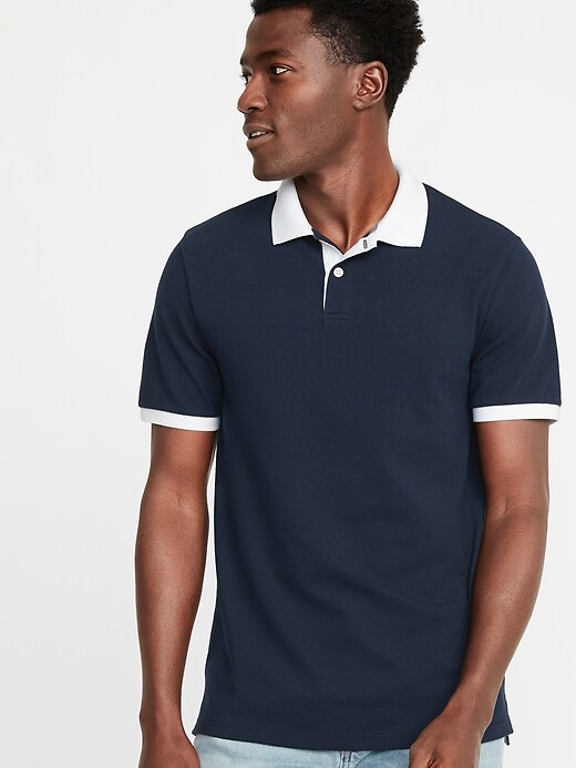 View large product image 1 of 1. Built-In Flex Moisture-Wicking Color-Blocked Pro Polo