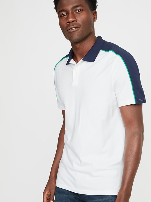 Image number 1 showing, Moisture-Wicking Color-Block Piped Pro Polo
