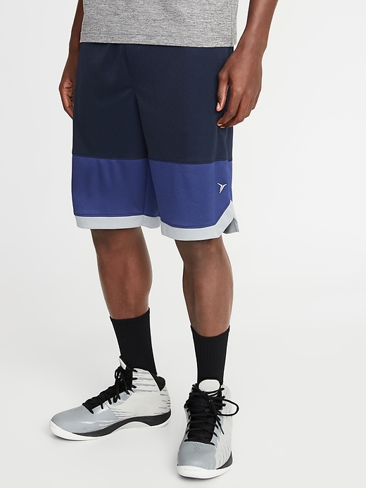 Old Navy - Go-Dry Color-Block Mesh Basketball Shorts for Men - 10-inch ...