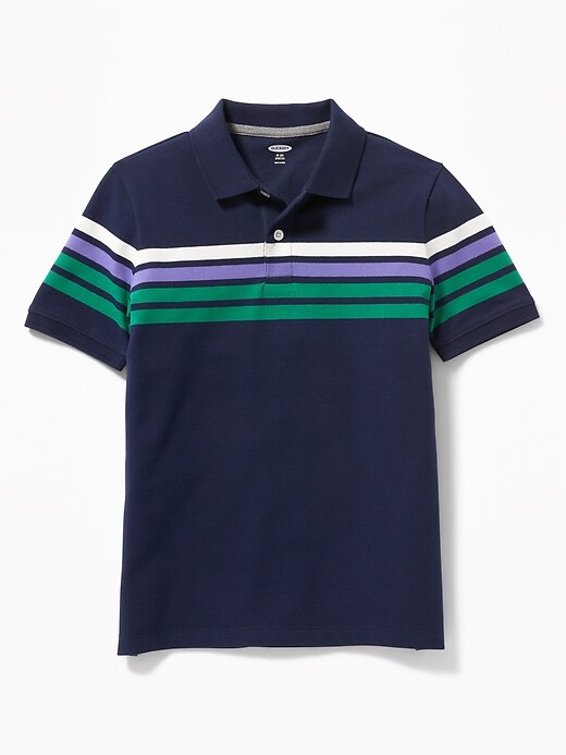 View large product image 1 of 1. Built-In Flex Chest-Stripe Pique Polo For Boys