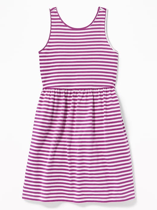 View large product image 1 of 1. Patterned Jersey Fit & Flare Tank Dress for Girls