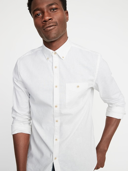 Image number 4 showing, Slim-Fit Linen-Blend Shirt