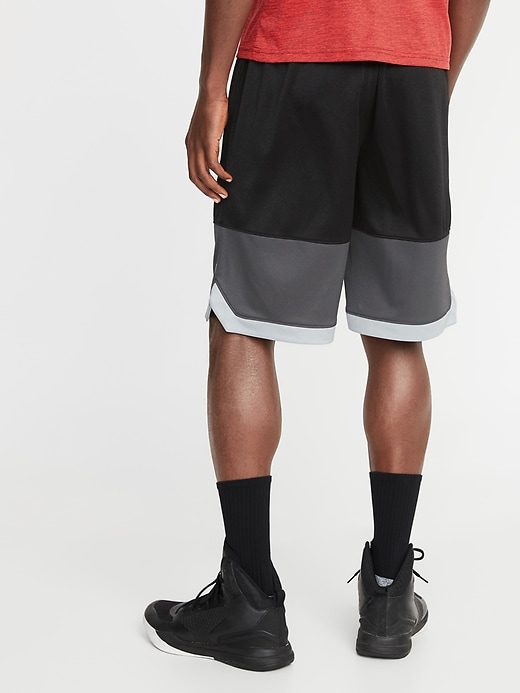 View large product image 2 of 2. Go-Dry Color-Block Mesh Basketball Shorts - 10-inch inseam