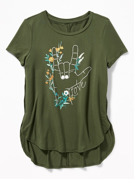 View large product image 1 of 2. Graphic Tulip-Hem Tunic Tee for Girls