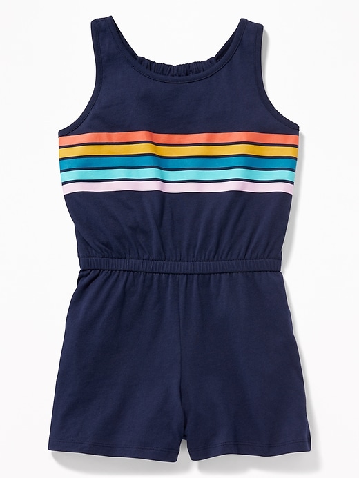 View large product image 1 of 1. Printed Jersey Racerback Romper for Girls