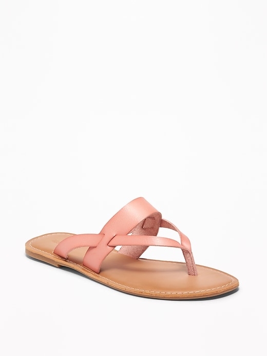 View large product image 1 of 1. Faux-Leather Capri Slide Sandals for Women