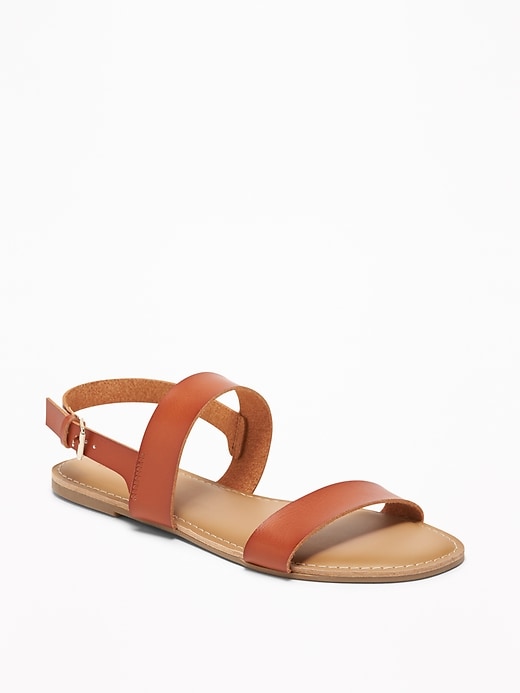 Image number 1 showing, Faux-Leather Double-Strap Slingback Sandals for Women