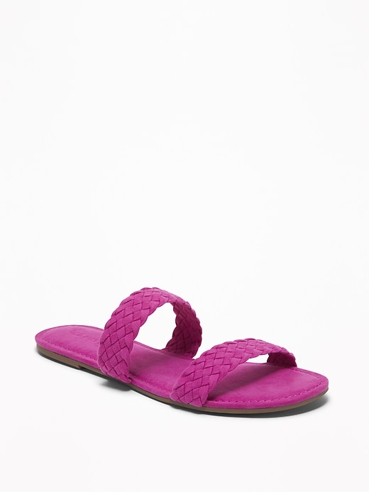 Image number 1 showing, Braided Faux-Suede Slide Sandals for Women
