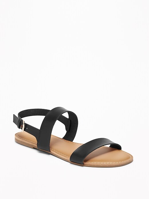 Faux-Leather Double-Strap Slingback Sandals for Women | Old Navy