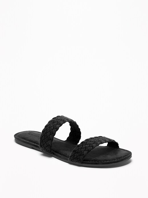 View large product image 1 of 1. Braided Faux-Suede Slide Sandals for Women