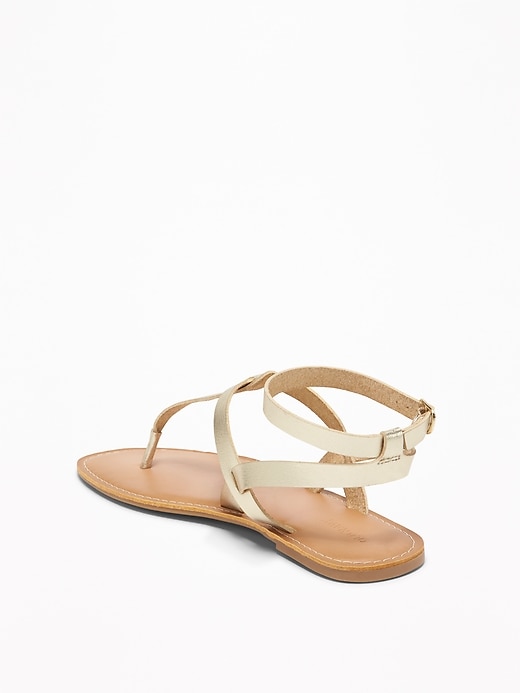 Image number 4 showing, Faux-Leather T-Strap Sandals for Women