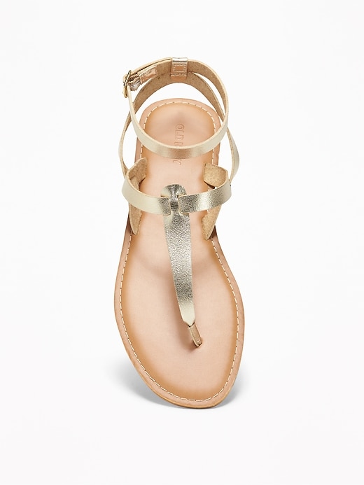 Image number 3 showing, Faux-Leather T-Strap Sandals for Women